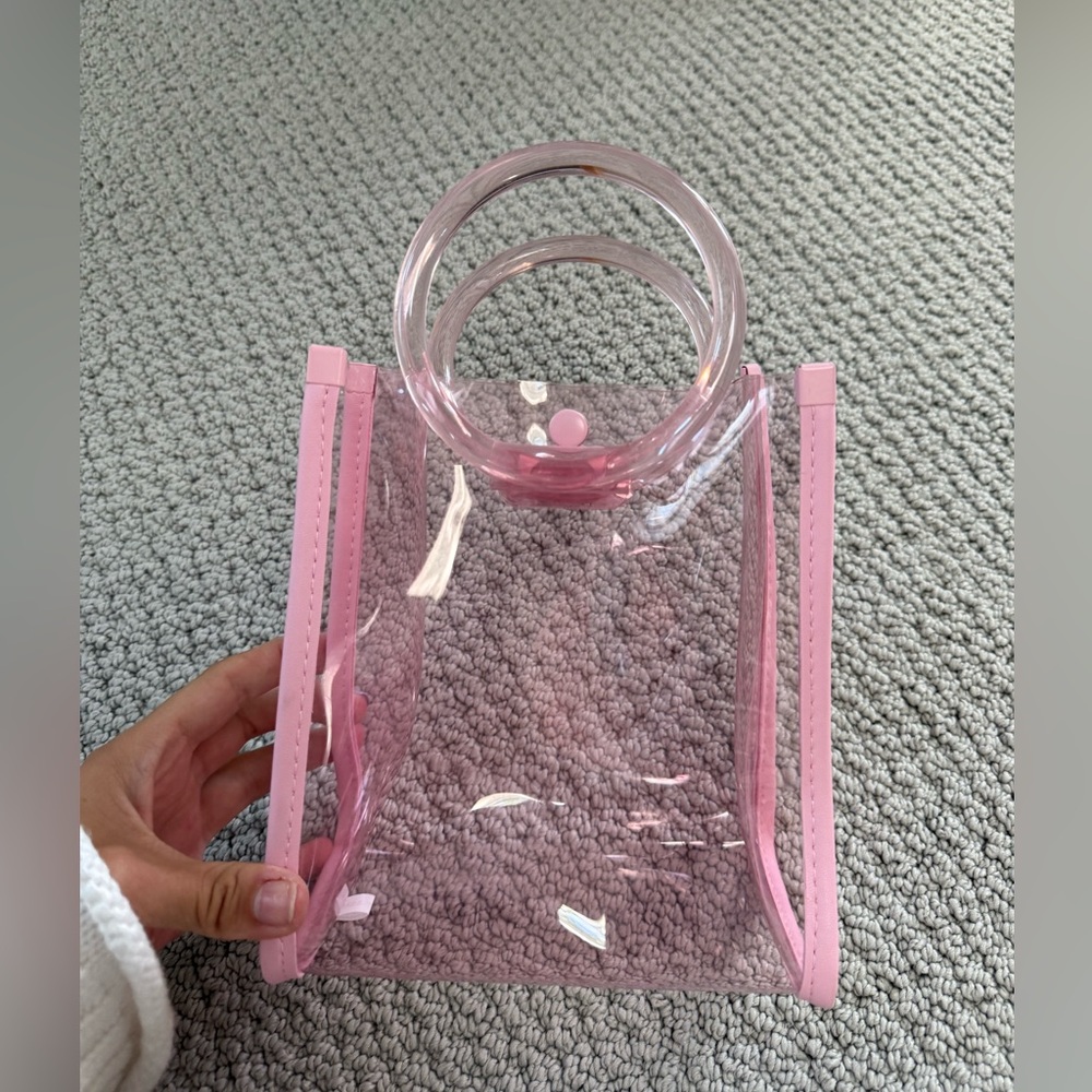 Clear Pink Round-Handle Tote Bag